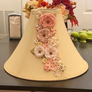 Hand painted lampshade with floral embellishments